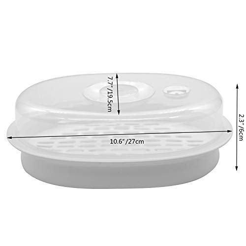 FEOOWV 1-Tier Microwave Steamer Heating Steamer for Home Kitchen White (Oval) - Image 2