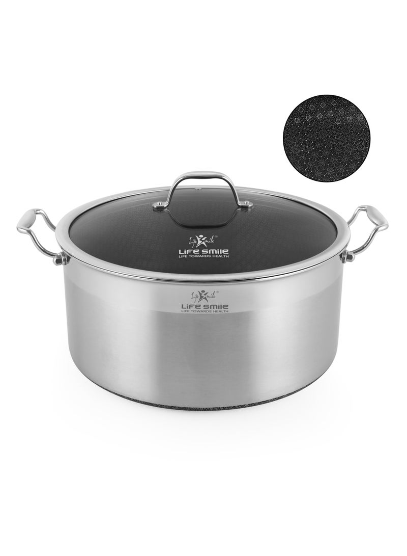 Life Smile وعاء حساء من الفولاذ المقاوم للصدأ الهجين 18/10 من لايف سمايل مع نمط غير لاصق متداخل - متوافق مع الحث - 32 سم - Image 1