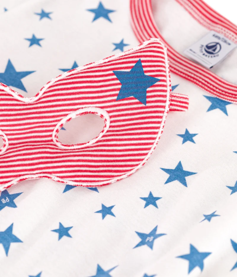 Petit Bateau Children's short fancy dress pyjamas with a glow-in-the-dark cotton cape