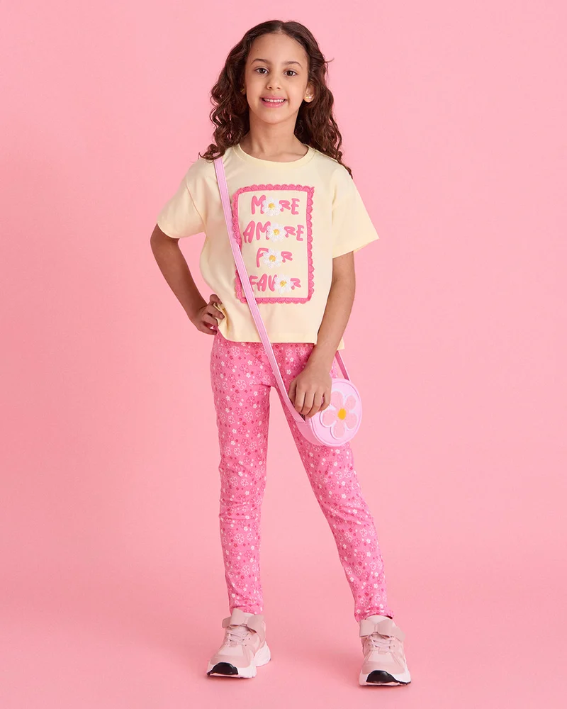 ردتاغ Girls Pink Printed Leggings