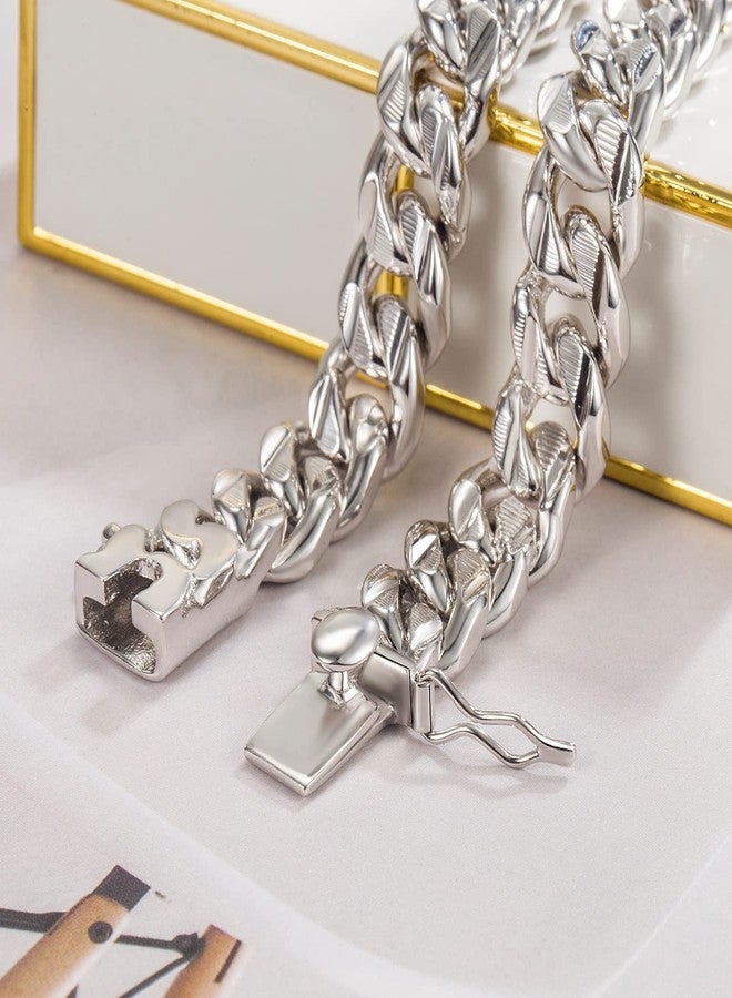 Dankadi Men 925 Sterling Silver Solid Miami Cuban Link Chain Bracelet -10MM - 12MM- Curb Cuban Bangle 7" 7.5" 8" 8.5" 9" 9.5"10" Thick Big Link Man Teen Boys Jewelry Gift, 7.5 inches, no gemstone - Image 5