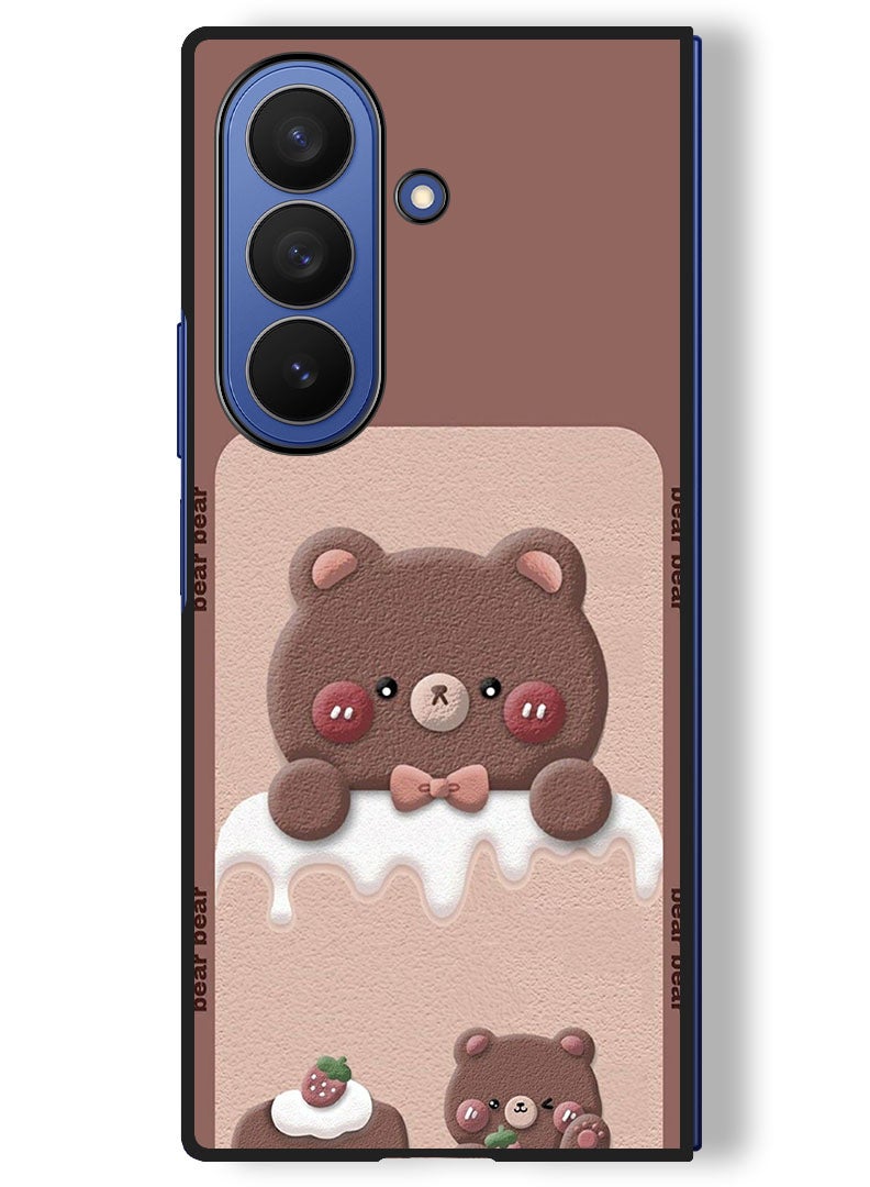 Theodor Case Compatible with Samsung Galaxy Z Fold 7 - 8 Inch Protection Shockproof Bumper Cover Bear Strawberry - Image 1