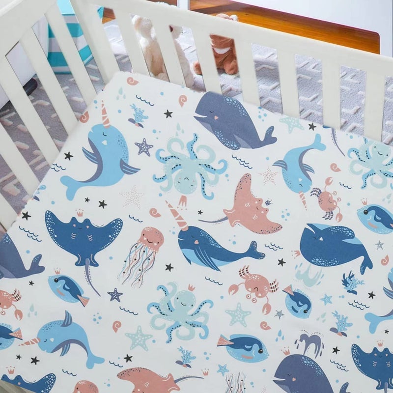 Niceye Cot Bed Fitted Sheets 140 x 70 Cotton Jersey | Hypoallergenic Toddler Bed Sheet Fully Elasticated Skirt Breathable Easy Care | Junior Bed sheets - Image 1
