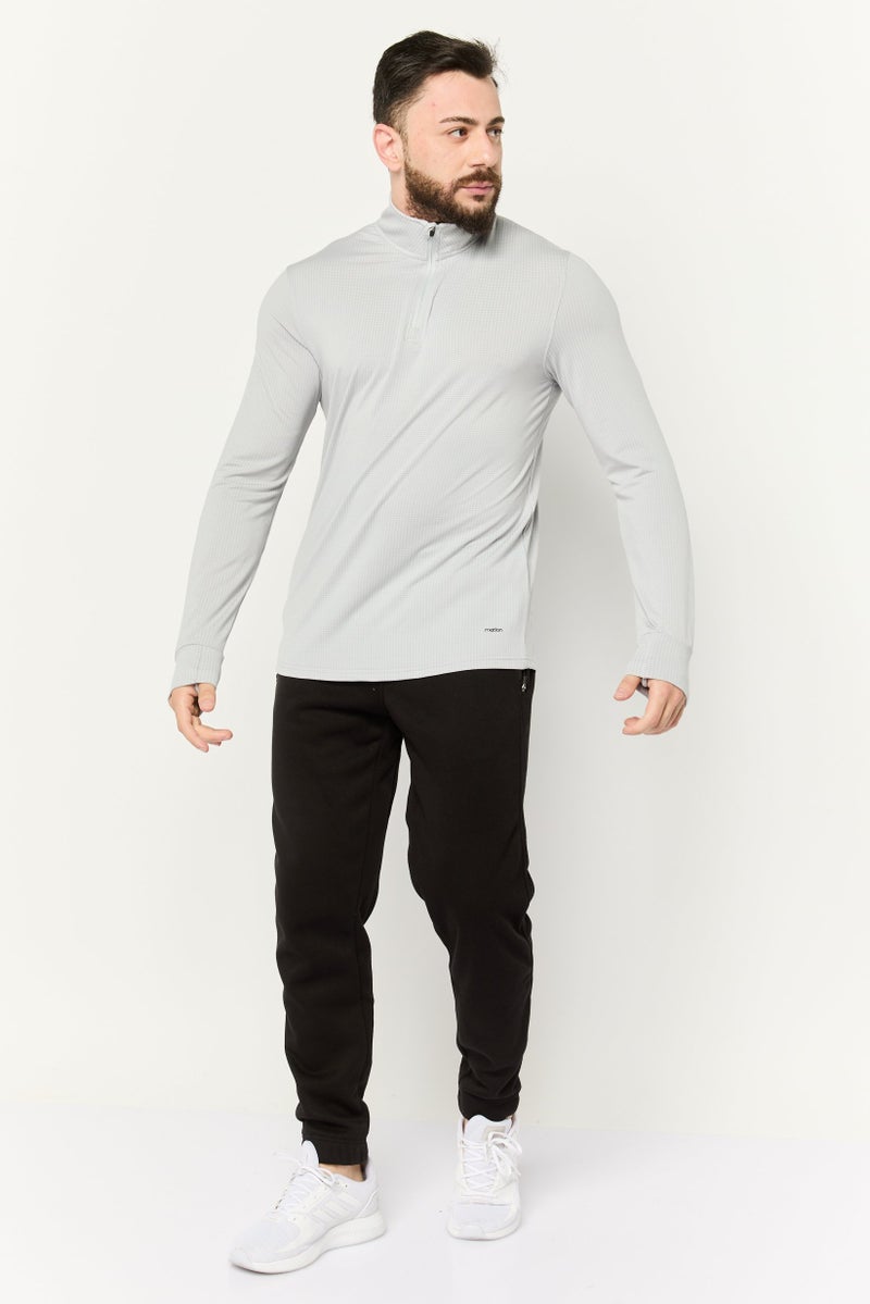 MOTION Men Sportswear Fit Half Zip Training Sweatshirts, Light Grey - Image 3