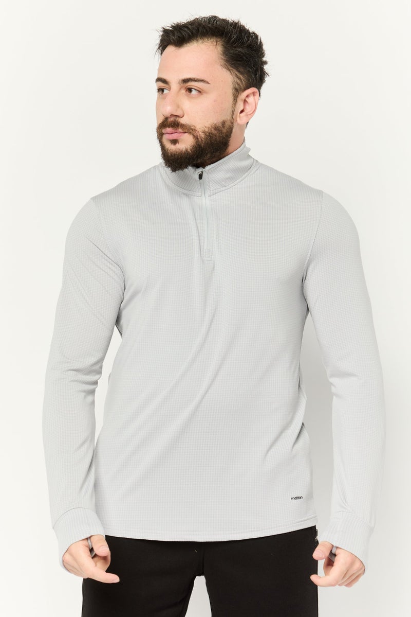 MOTION Men Sportswear Fit Half Zip Training Sweatshirts, Light Grey - Image 1
