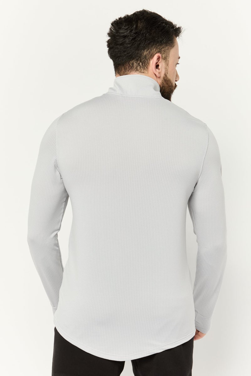 MOTION ملابس رياضية للرجال بفتحة نصفية، رمادي فاتح - Image 2