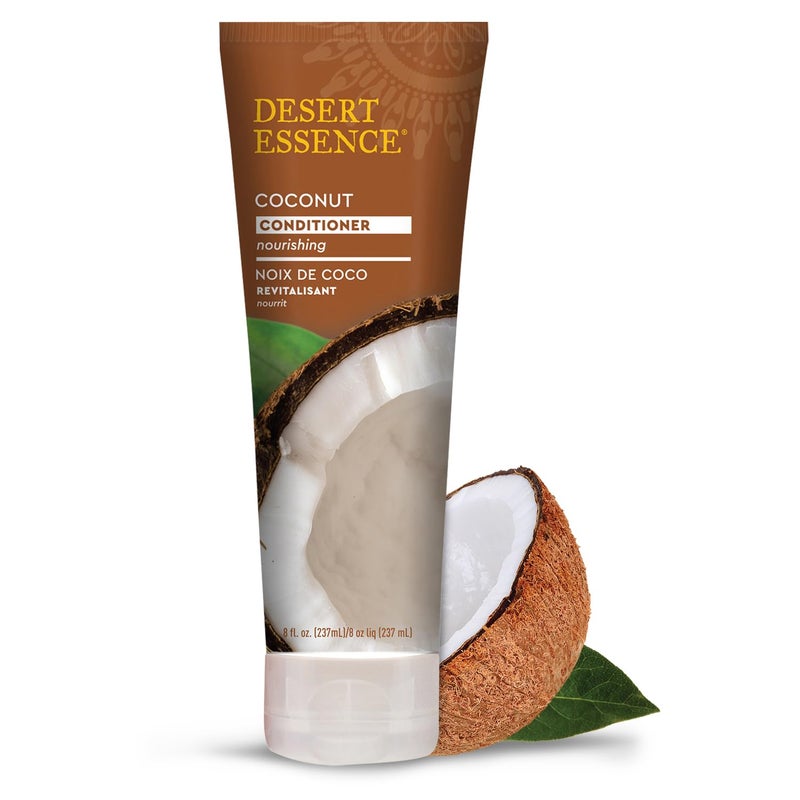 Desert Essence Coconut Conditioner - 8 fl oz - Nourishing for dry hair, smooth frizz and restore moisture and shine with Organic Coconut Oil, Shea Butter, and Sunflower Oil -