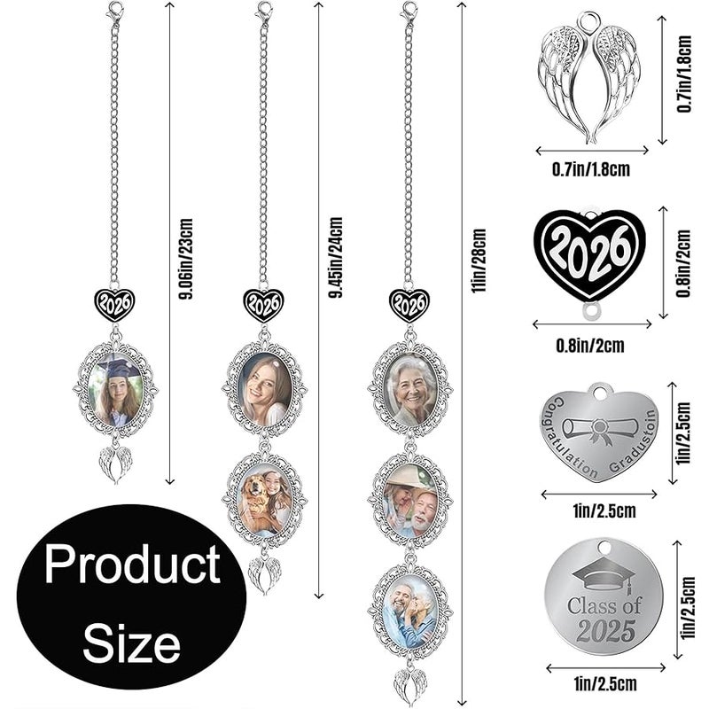 Custom Graduation Tassel Photo Charm with Angel Wings, Personalized Memorial Tassel Chain for Graduation Cap Customized 2026 Graduate Ceremony Gift for Him Her - Image 2