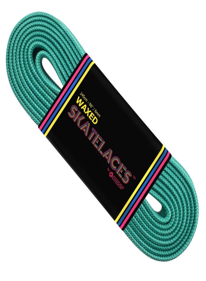 Bont Skates Waxed Laces - 6mm & 8mm - 47" 71" 79" 96" 108" - Hockey Roller Ice Figure Roller Derby Skating Laces - Roller Derby Skate Lace - Misty Teal (6mm Wide / 79 inch / 200cm) - Image 1