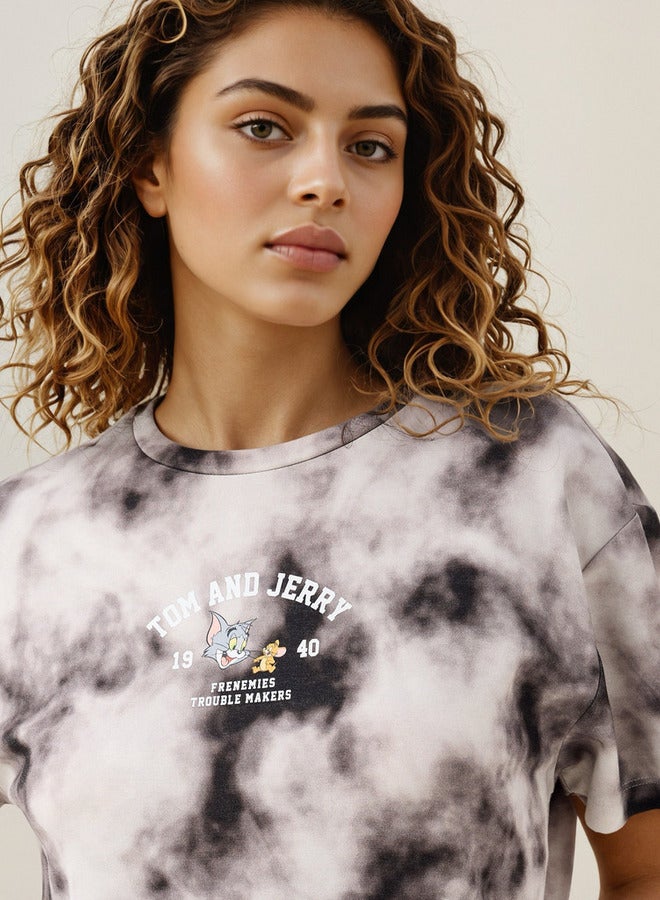 اس بي كاركترز تيشيرت بطبعة توم وجيري بياقة دائرية - Image 4