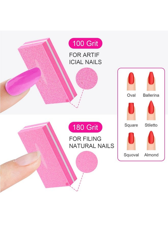 Diesisa Buffer Block Nail File 100180 Grit Sponge Nail Buffers For Acrylic Nails Mini Buffing Block Double Sided For Manicure Tools 30 Count Pink - Image 2