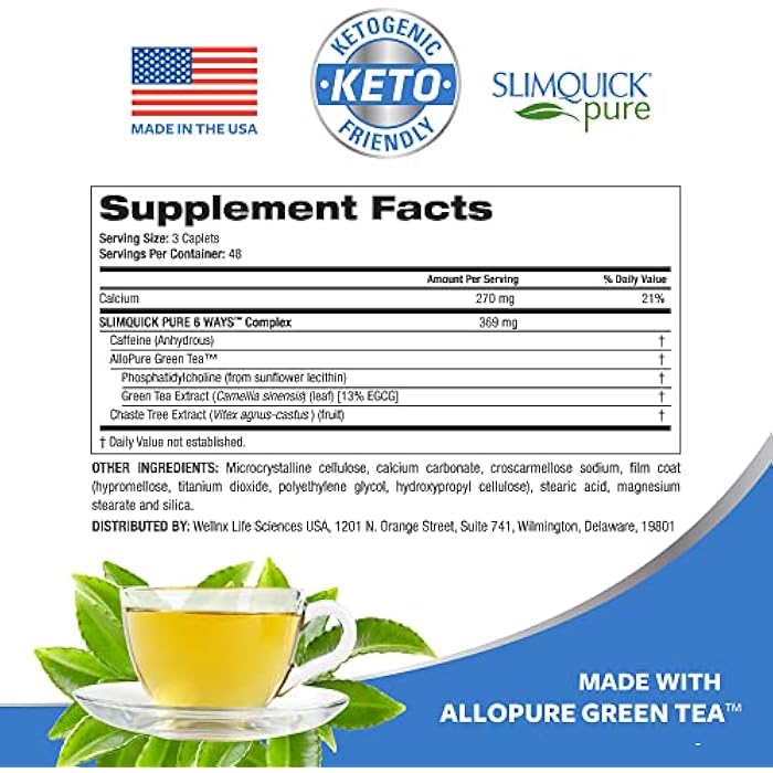 Slimquick Pure 3x Regular Strength Pills for Women to Help Achieve Weight Goals, Helps Metabolism, Lose Excess Water, Keeps Full for Longer with AlloPure Green Tea, Caffine, Caste Tree - 2x72 Capsules - Image 2