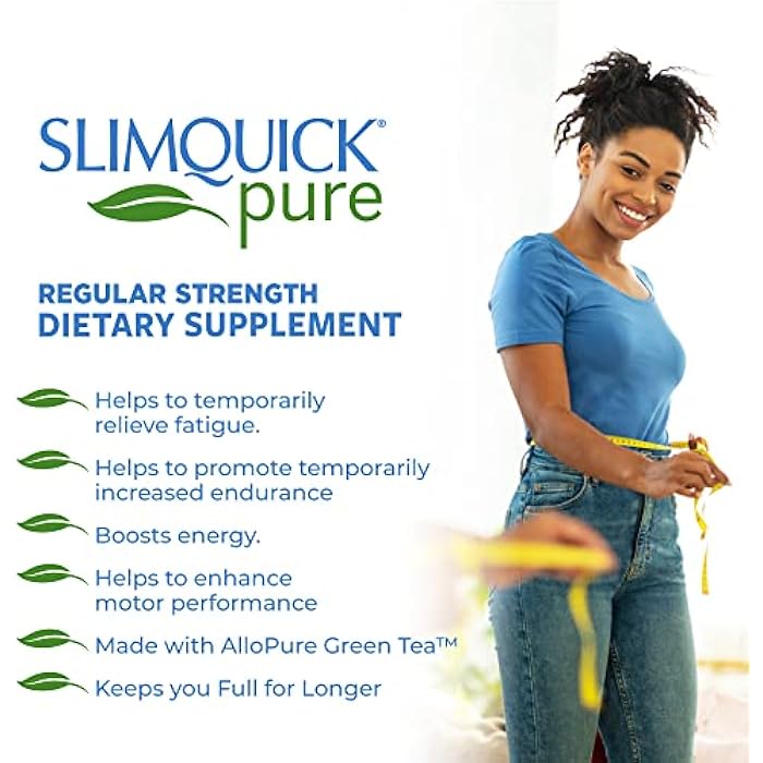Slimquick Pure 3x Regular Strength Pills for Women to Help Achieve Weight Goals, Helps Metabolism, Lose Excess Water, Keeps Full for Longer with AlloPure Green Tea, Caffine, Caste Tree - 2x72 Capsules - Image 3
