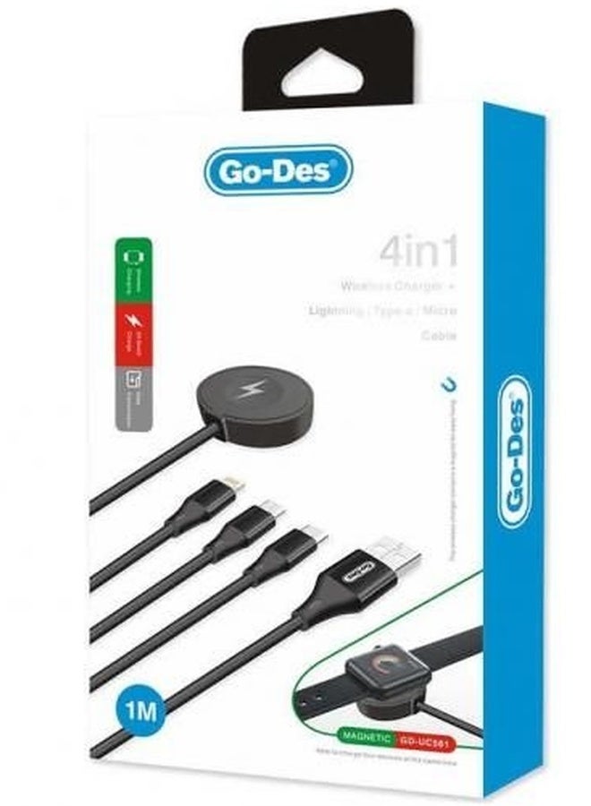 Go-Des 4 In 1 Wireless Smart Watch Charger And Multiple USB Fast Charging Cable For Multi-Purpose - Image 1