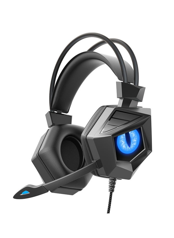 general Black and Blue Wired Esports Headset with Breathing Light - Private Model Gaming Headset for PC and Mobile Phone - Image 1