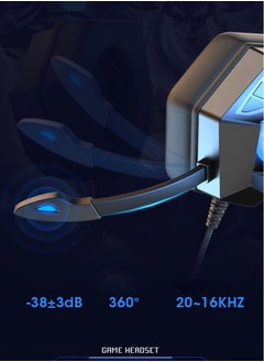 General Black and Blue Wired Esports Headset with Breathing Light - Private Model Gaming Headset for PC and Mobile Phone  - Image 3