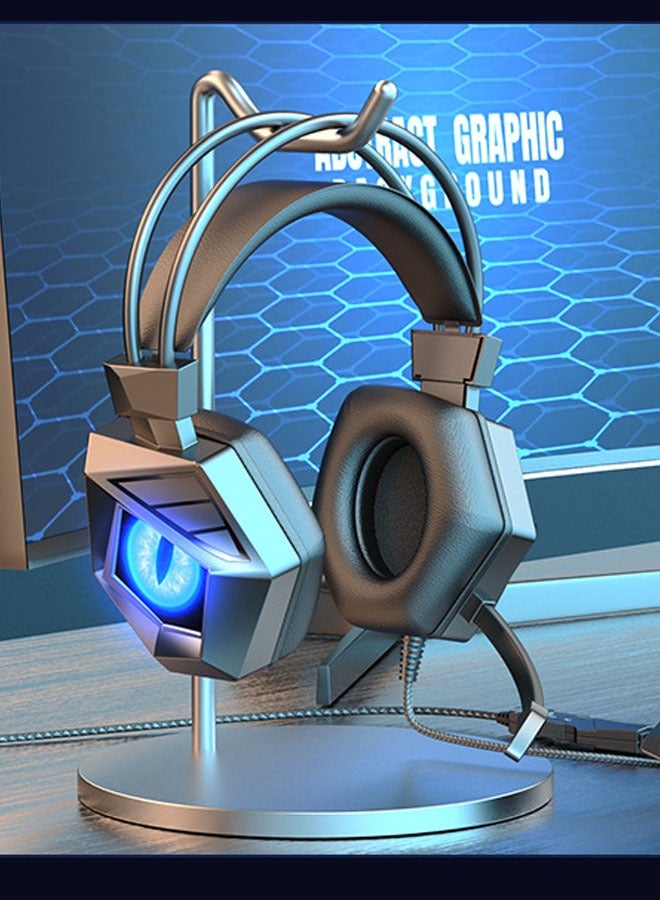 general Black and Blue Wired Esports Headset with Breathing Light - Private Model Gaming Headset for PC and Mobile Phone - Image 5