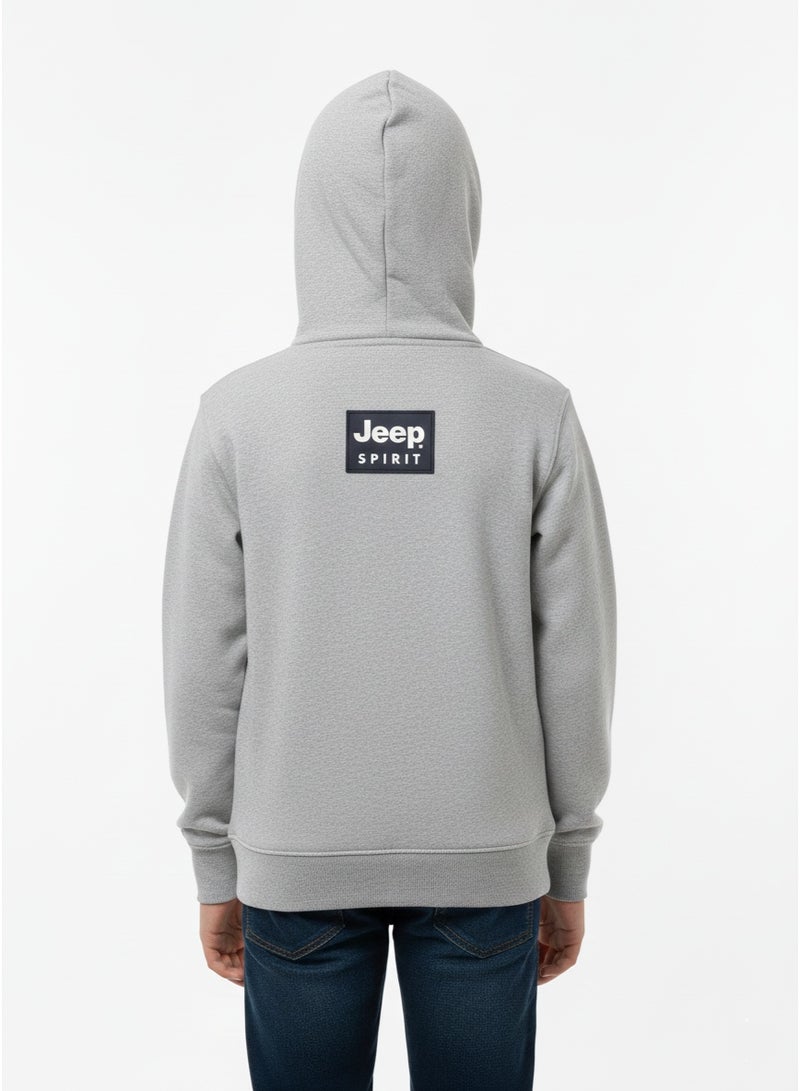 Jeep هودي رمادي للأولاد بشعار جيب - فleece ناعم، أكمام طويلة، ملابس كاجوال يومية - Image 4