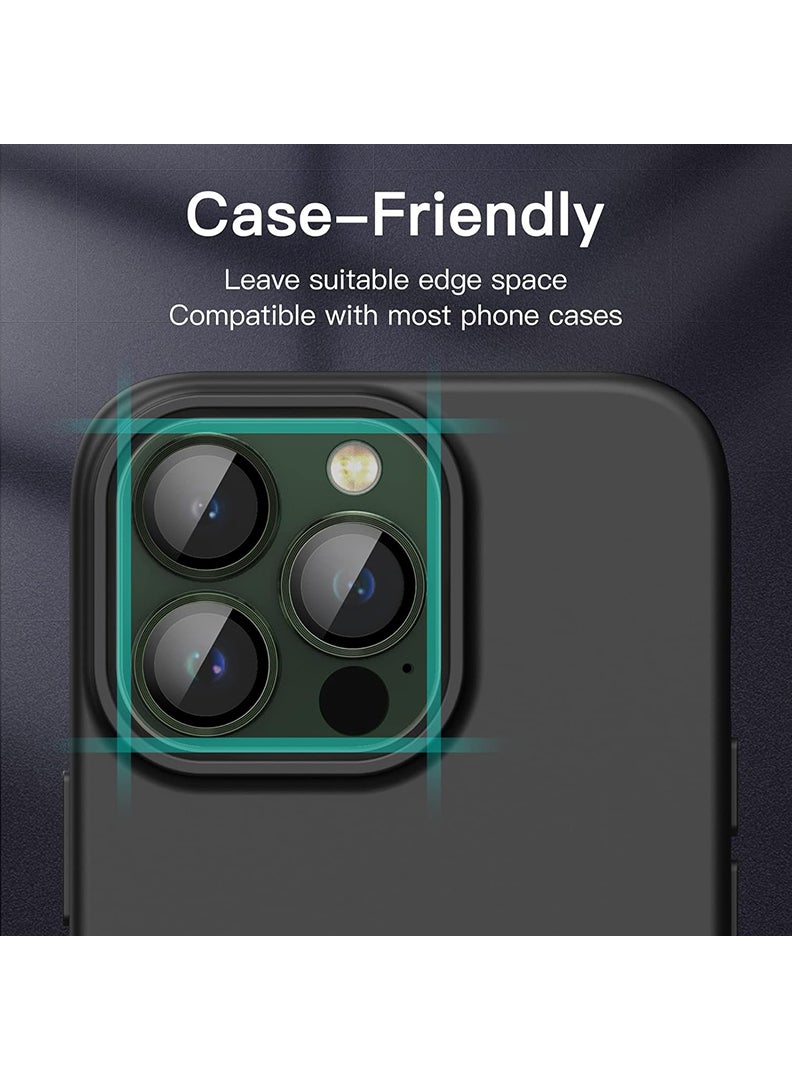 Theodor iPhone 13 Pro/ 13 Pro Max 3 Pcs Camera Lens Protector With 9H Tempered HD Glass Camera Cover Anti Scratch Aluminum Alloy Camera Ring, Green - Image 5