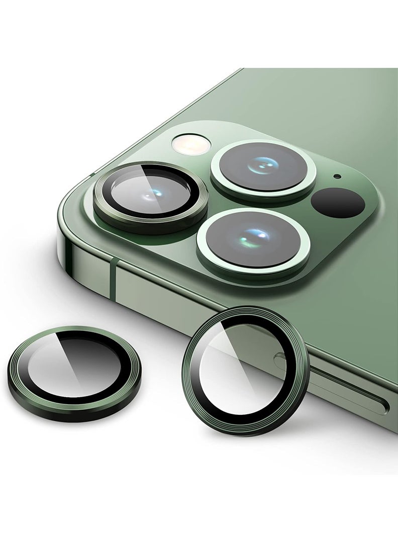Theodor iPhone 13 Pro/ 13 Pro Max 3 Pcs Camera Lens Protector With 9H Tempered HD Glass Camera Cover Anti Scratch Aluminum Alloy Camera Ring, Green - Image 1