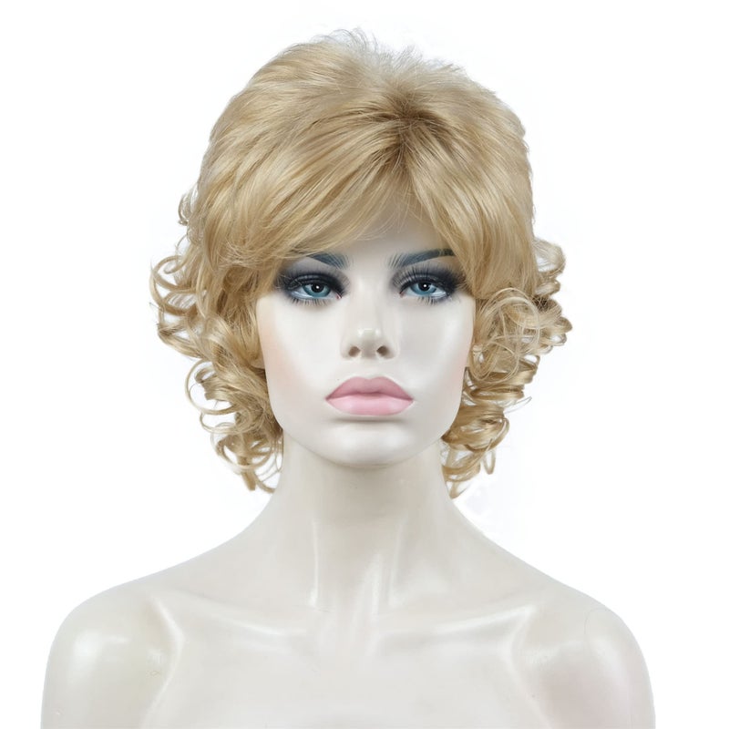 Aimole Short Curly Wig Synthetic Hair Women's Full Wigs 24B Light Butterscotch