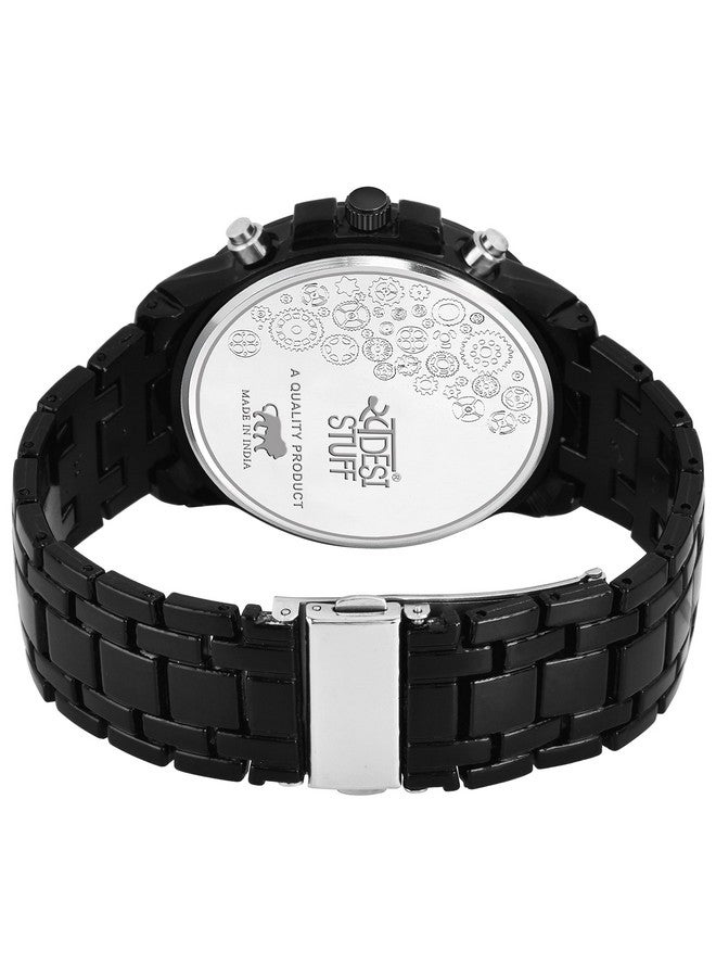 SWADESI STUFF Black Dial and Band Chronograph Luxury Quartz Analog Stainless Steel Watch for Men - Image 5