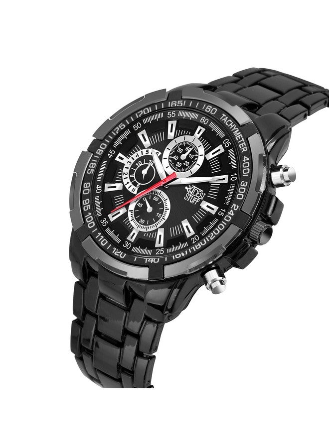 SWADESI STUFF Black Dial and Band Chronograph Luxury Quartz Analog Stainless Steel Watch for Men - Image 4