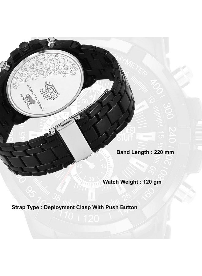SWADESI STUFF Black Dial and Band Chronograph Luxury Quartz Analog Stainless Steel Watch for Men - Image 3