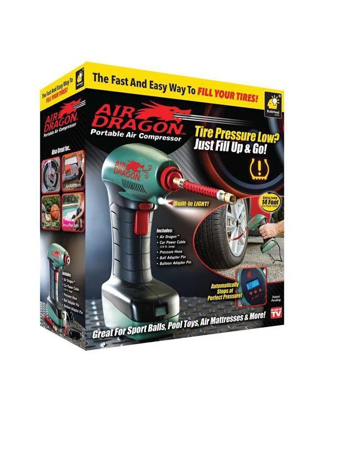 منفاخ السيارة الرقمي المحمول - لنفخ الإطارات بسرعة وسهولة! منفاخ ديجيتال صغير الحجم يعمل على ولاعة السيارة لراحة وفعالية في أي مكان W