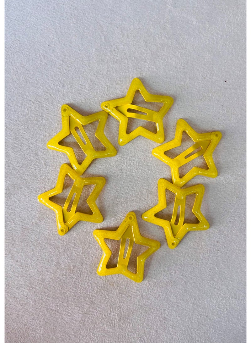 Girls' Sequined Tiny Star Hair Clips - 6 Pcs Non-Slip Metal Snap Barrettes (Suitable for Kids & Teens) - Image 1