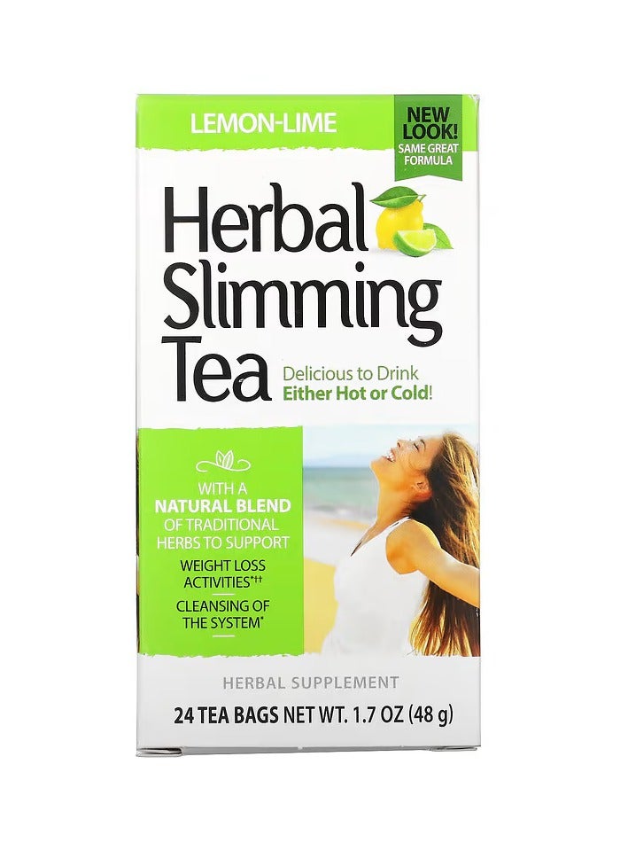 شاي التخسيس العشبي بنكهة الليمون والليمون الحامض والبنزوين خالي من الكافيين، 24 كيس شاي، 1.7 أونصة (48 جم)