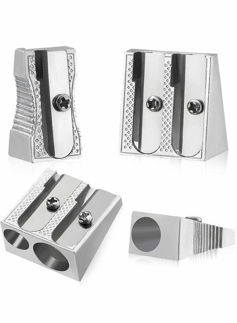 2Pcs Handheld Manual Metal Pencil Sharpener, Single hole and Double hole Perfect for Use in Schools, Offices, Homes, Art Projects