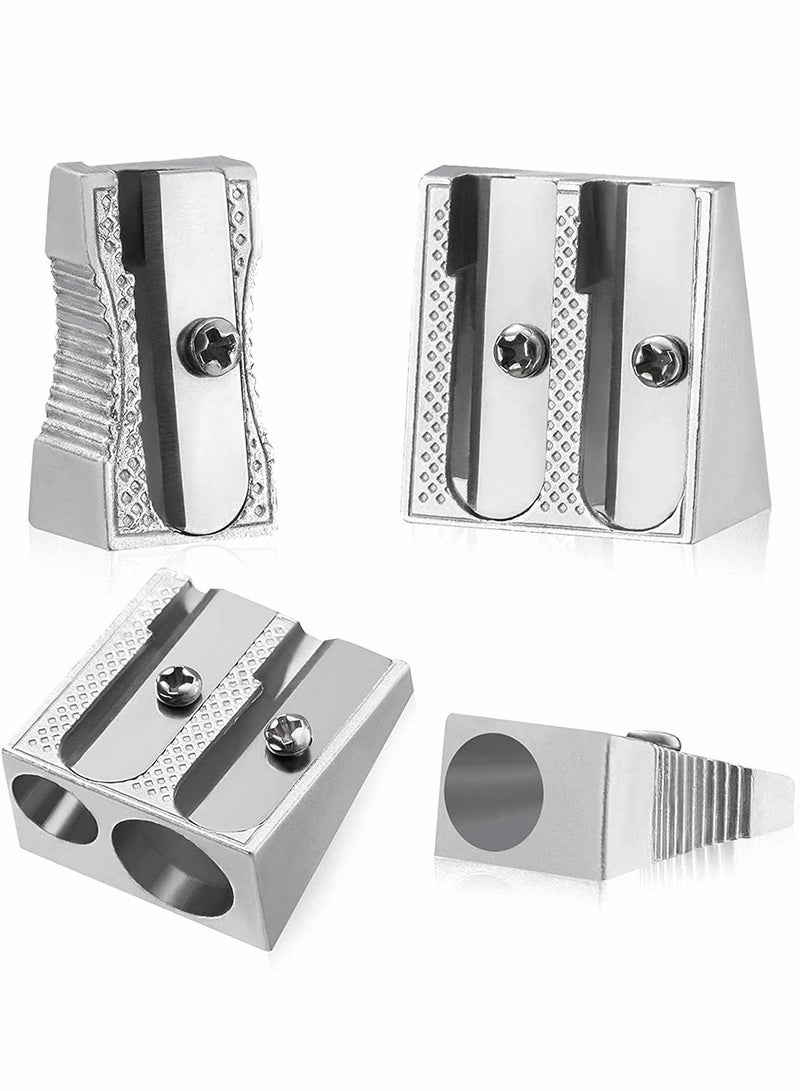 2Pcs Handheld Manual Metal Pencil Sharpener, Single hole and Double hole Perfect for Use in Schools, Offices, Homes, Art Projects