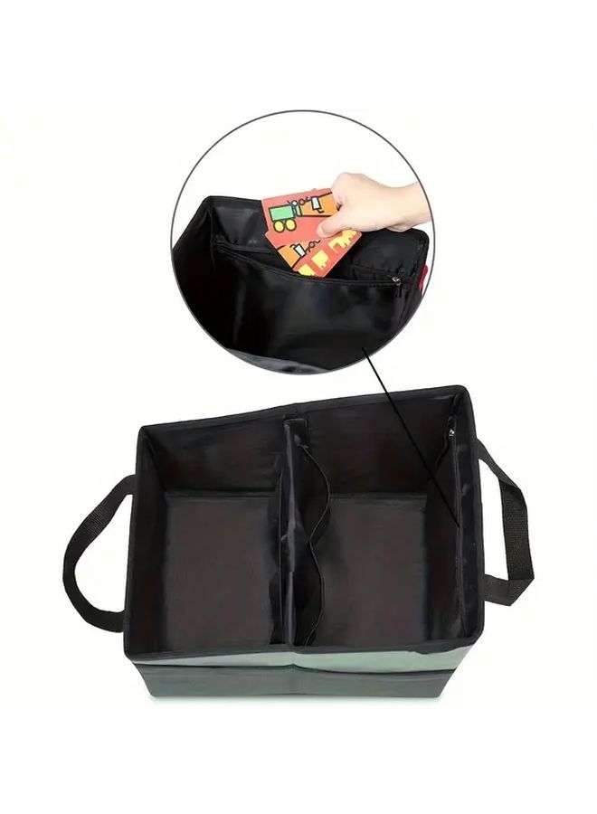 Green Car Storage Box Foldable Trunk Organizer Multi Compartment Rear Seat - Image 4