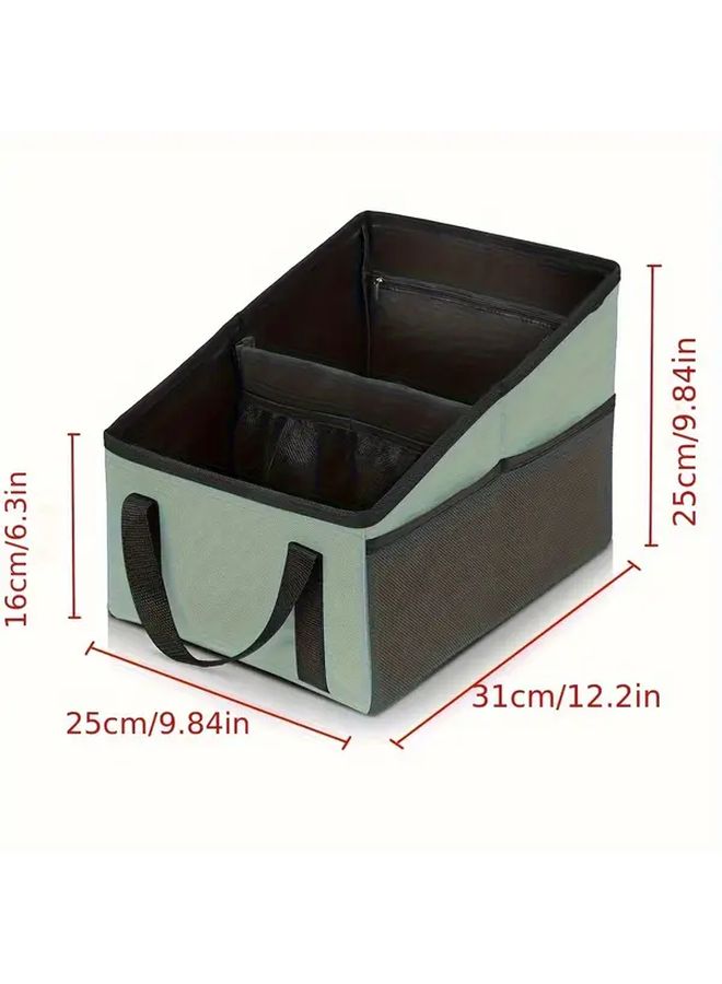 Green Car Storage Box Foldable Trunk Organizer Multi Compartment Rear Seat - Image 2
