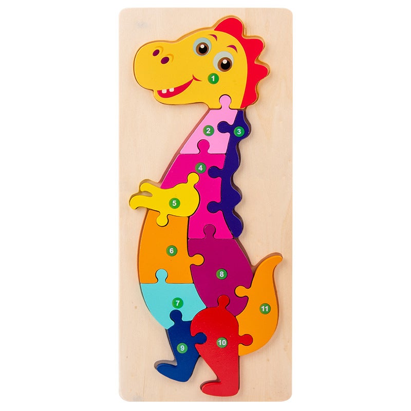 Large Dinosaur Buckle 3D Three-Dimensional Puzzle Wooden Toys For Young Children'S Educational Wooden Baby Building Blocks - Image 1