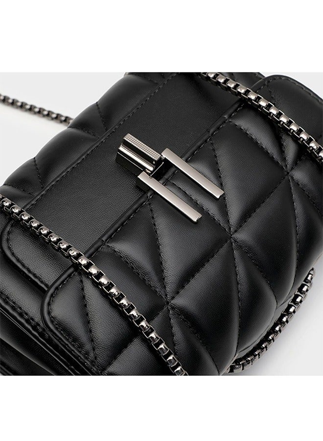 HOOPZOZA Shoulder Bag for Women Versatile Crossbody Bag Chain Small Bag PU Leather Black - Image 3