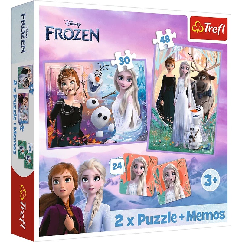 Trefl - Frozen 2 Princesses in Their Land 2x1 with Memos (30+48/24) Pieces - 93335 - Image 1