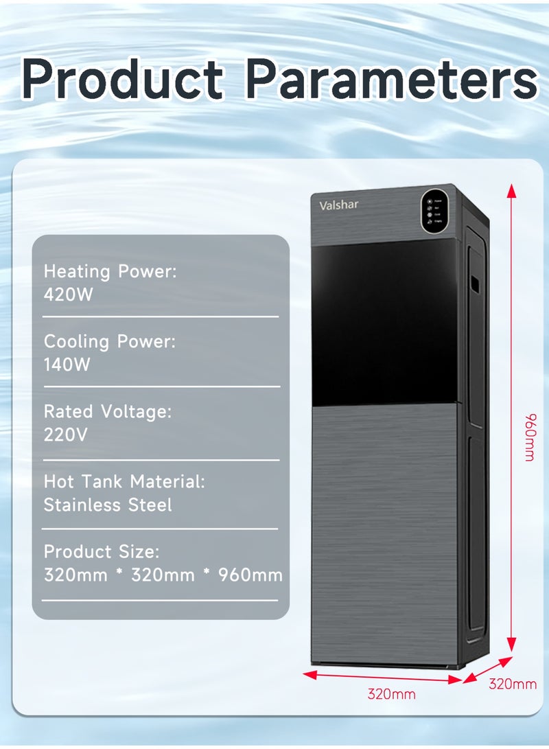 يشارك موزع مياه بتحميل سفلي | وظائف عادية، ساخنة وباردة، تبريد ضاغط، و3 صنابير | درجة حرارة البارد: 4-12 درجة مئوية؛ درجة حرارة الساخن: 85-95 درجة مئوية | مثالي للمنزل والمكتب | معدني - Image 5