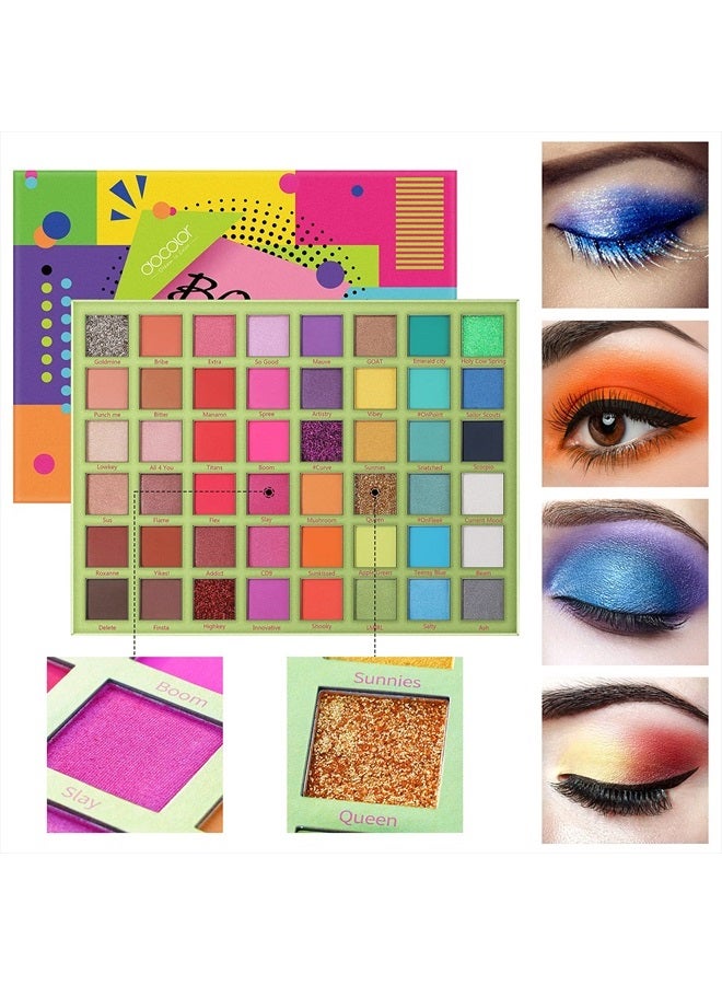 docolor لوحة ظلال العيون بوم 48 لون ظلال عيون عالية الصبغة غير لامعة لامعة متلألئة معدنية احترافية تدوم طويلاً مقاومة للماء لوحة مكياج بودرة متلألئة دخانية ظلال تجميلية - Image 3