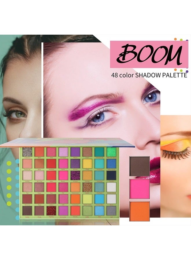 docolor لوحة ظلال العيون بوم 48 لون ظلال عيون عالية الصبغة غير لامعة لامعة متلألئة معدنية احترافية تدوم طويلاً مقاومة للماء لوحة مكياج بودرة متلألئة دخانية ظلال تجميلية - Image 2