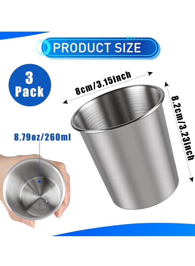 3PCS Reusable Stainless Steel Cups Unbreakable Drinking Cup - Image 2