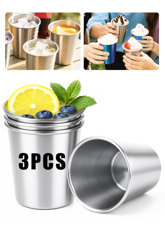 3PCS Reusable Stainless Steel Cups Unbreakable Drinking Cup - Image 1