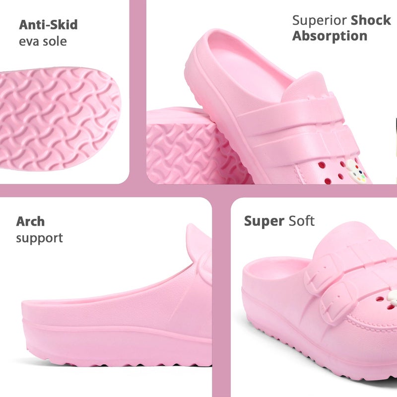 Face أحذية كلوج وردية للفتيات - Image 4