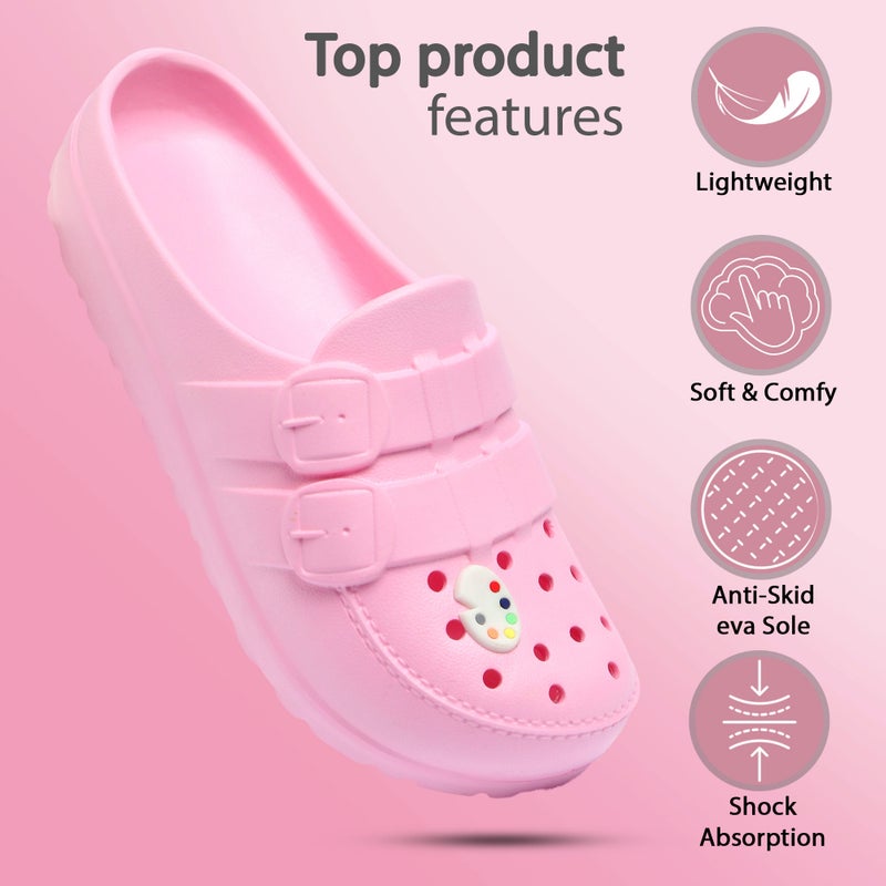 Face أحذية كلوج وردية للفتيات - Image 3