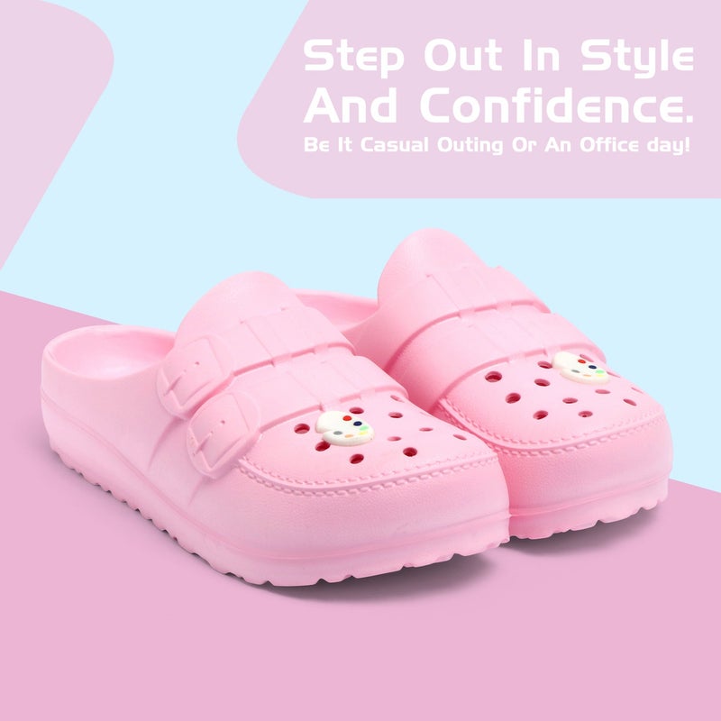 Face أحذية كلوج وردية للفتيات - Image 2