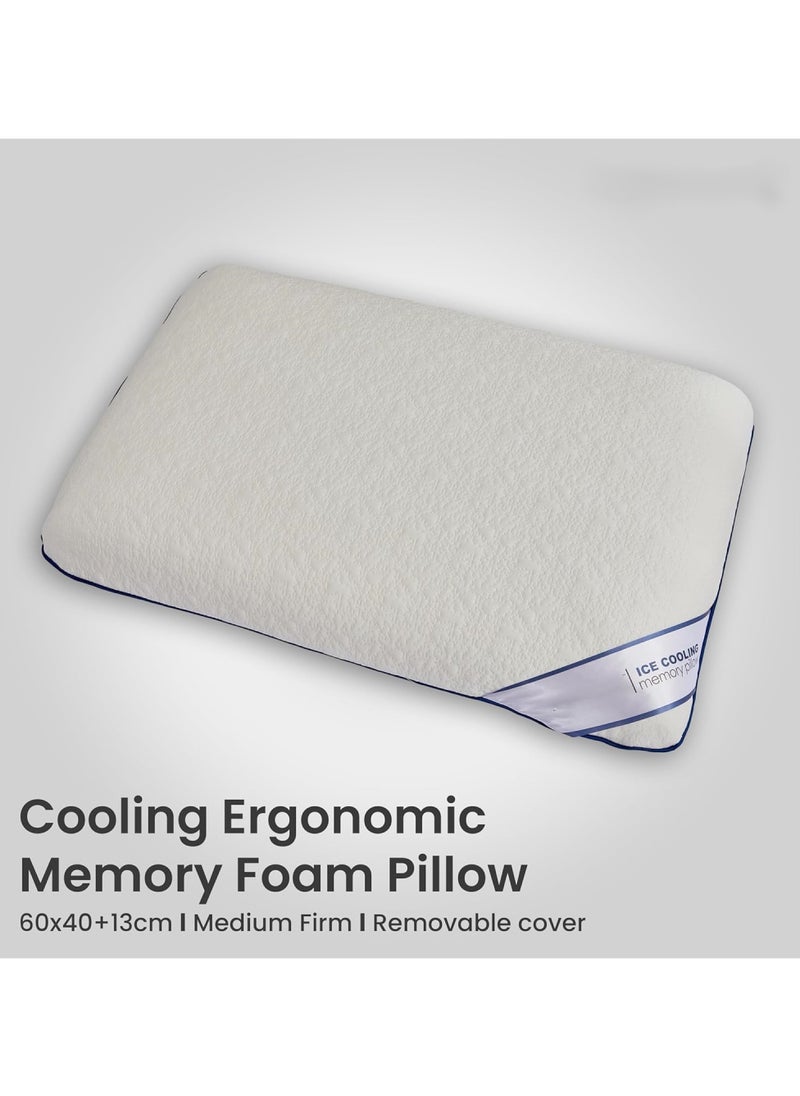 MAXQON Cooling Ergonomic Memory Foam Pillow With Cooling Technology and Removable Cover - 60x40x13 cm  - Image 2