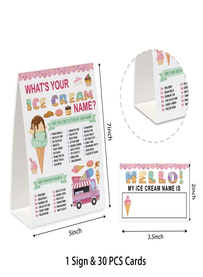 Xenseou Ice Cream Birthday Party Game, What’s Your Ice Cream Name Game(One Sign+30 Name Tag Stickers), Girl Summer Birthday Party,Fun Games For School Office Home Party,Baby Shower Game-MZC02 - Image 4