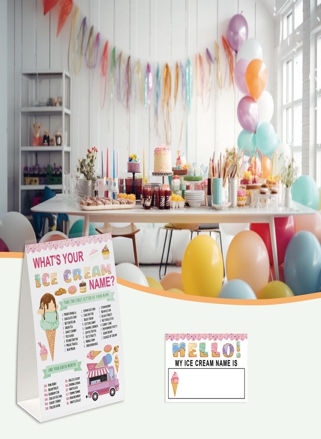 Xenseou Ice Cream Birthday Party Game, What’s Your Ice Cream Name Game(One Sign+30 Name Tag Stickers), Girl Summer Birthday Party,Fun Games For School Office Home Party,Baby Shower Game-MZC02 - Image 5