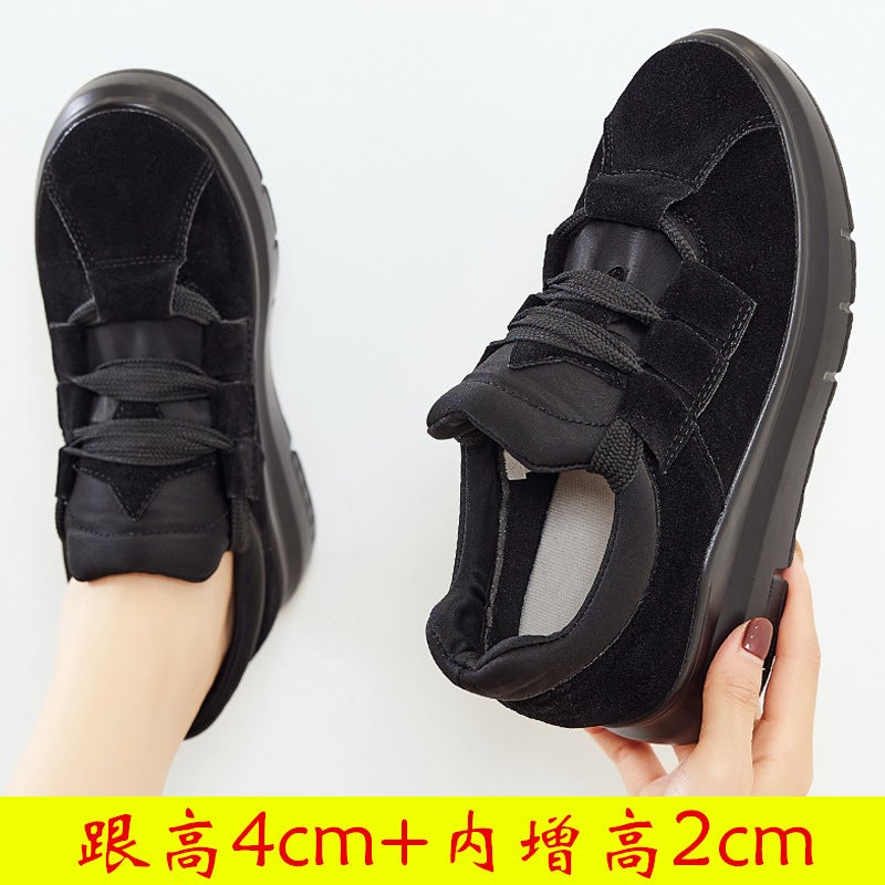 Shoes for Women in Winter Fleece-Lined to Heattech New Style 32 Thick Soles 33 Inner Heightening 34 Popular Sports K-Style Versatile Lightweight Cotton Shoes - Image 1